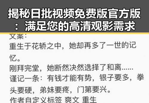 揭秘日批视频免费版官方版：满足您的高清观影需求