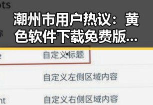 潮州市用户热议：黄色软件下载免费版的现状与发展