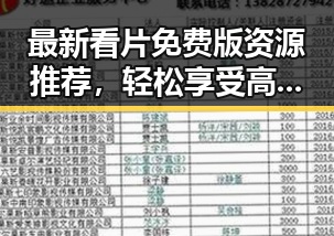 最新看片免费版资源推荐,轻松享受高清内容