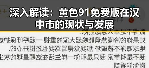 深入解读:黄色91免费版在汉中市的现状与发展