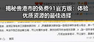 揭秘贵港市的免费91官方版:体验优质资源的最佳选择